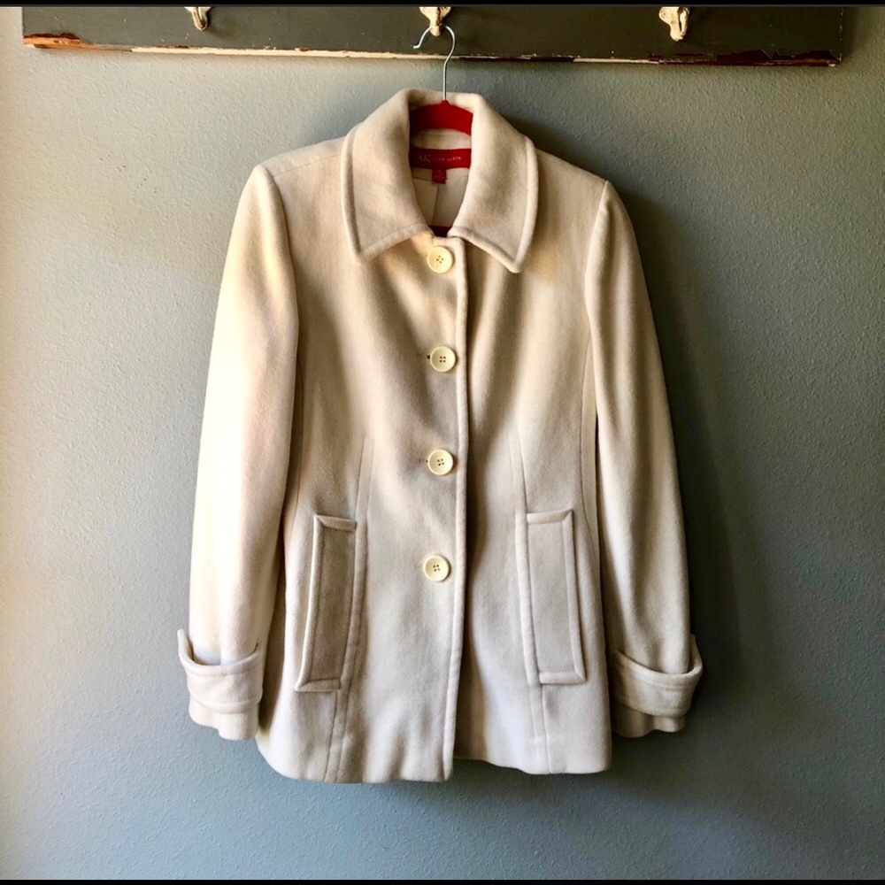 ⚜️Host Pick⚜️Anne Klein cream wool blend peacoat